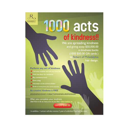 1000 Acts of Kindness campaign Banner ad contest