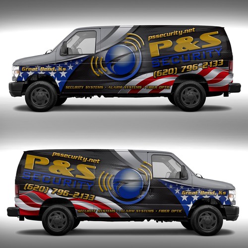 Americana, Service van that installs alarm systems, camera systems & install fiber optic cables Diseño de adelea