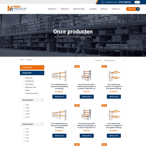 Creative website templates for a leading pallet racks company_ Meermagazijn Design by Aj3664