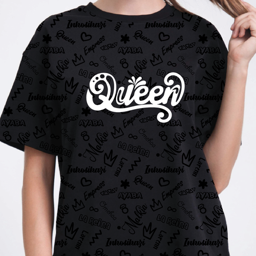 African Diaspora "QUEEN" Dialect T-Shirt Design Design by Volha_Petra
