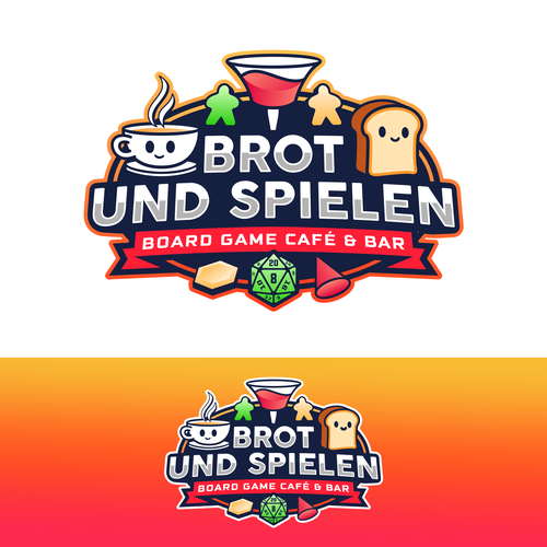 Logo for a Board Game Cafe & Bar with cozy vibes and geeky elements Design by Sasno P