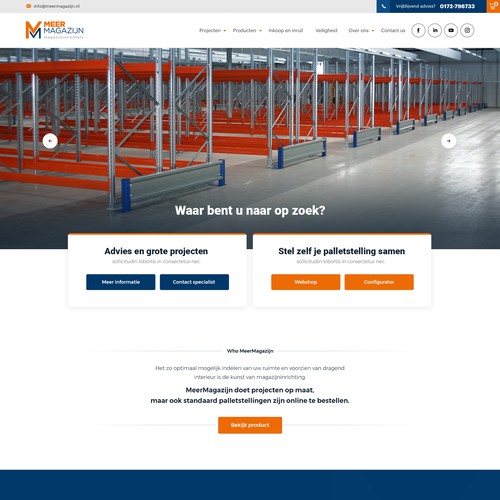 Creative website templates for a leading pallet racks company_ Meermagazijn Design by Aj3664