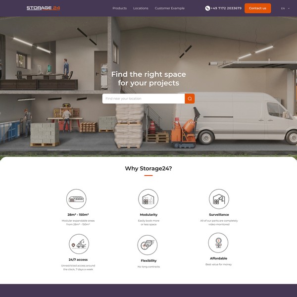 Design by pixpedia titled "Winning Design of Clean Website Design for Storage 24"