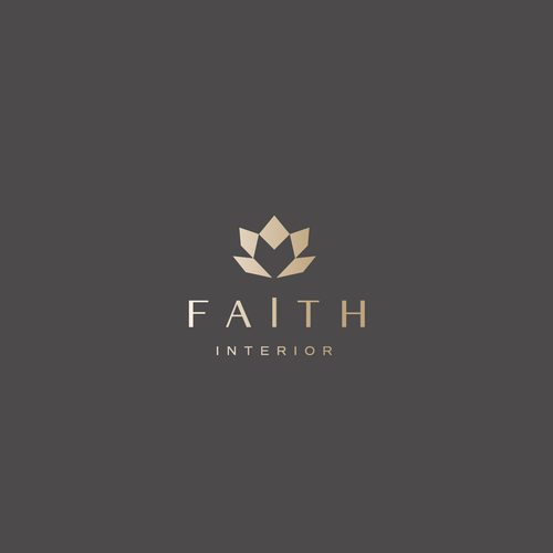 Design an ORIGAMI Lotus logo for an interior design company. Design by wachiwachi