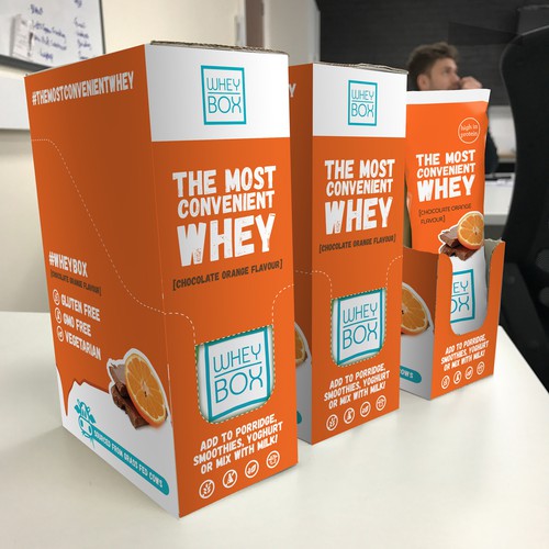 Design a retail case for our whey protein sachets Design by ikoniske™