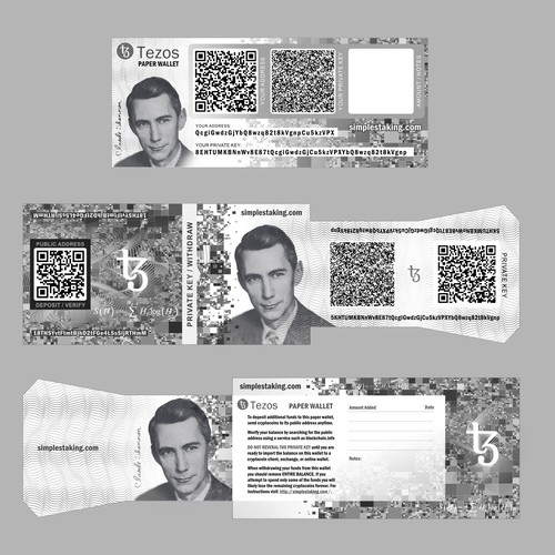 Paper wallet for Tezos crypto currency デザイン by Vitaga