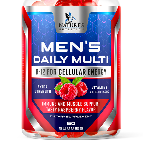 Designs | Men's Multivitamin Gummies label design needed for Nature's ...