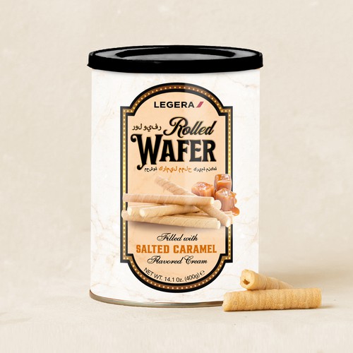 LEGERA Wafer Rolls Pack 125 gm - Salted Caramel Design by Davi Giolo ★