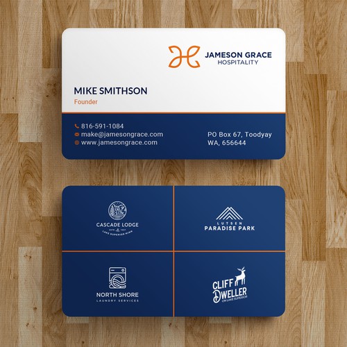 Design Create a modern and clean business card for a parent company with 4 subsidiaries por Roni_