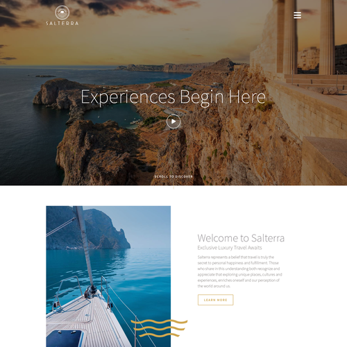 Create a beautiful dreamlike landing page for a luxury travel experience. Design by Web Hub
