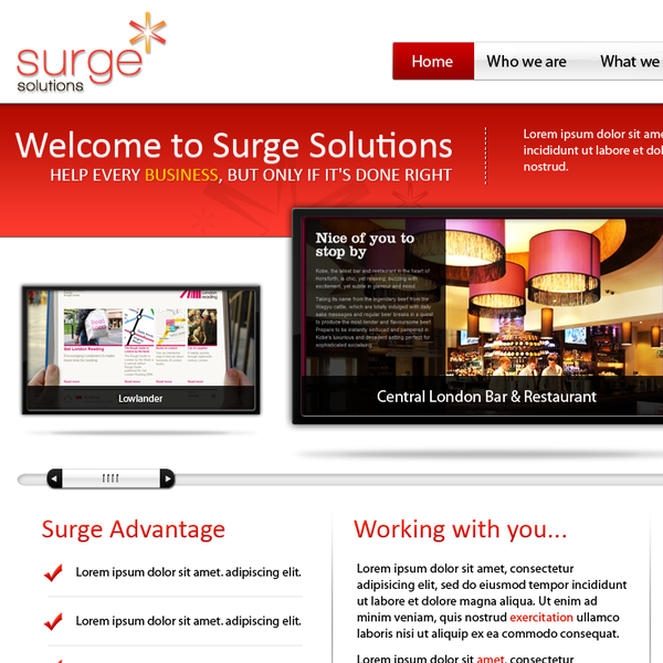 Design by Dazzle Design titled "Surge Solutions - Web development company"