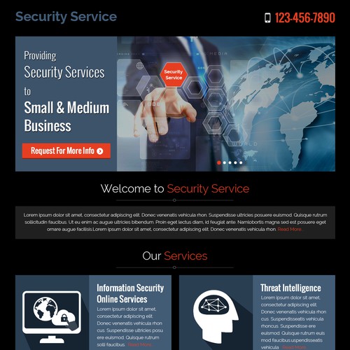 Professional as well as cool landing page for an innovative company that keep your business secure Design by Atul-Arts
