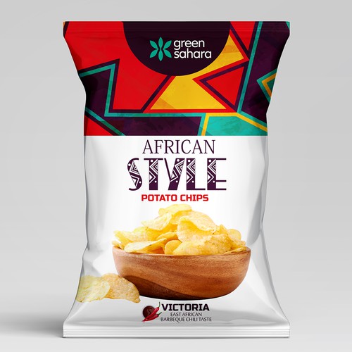 Design African style potato chips packaging Design by Noha.Akkad