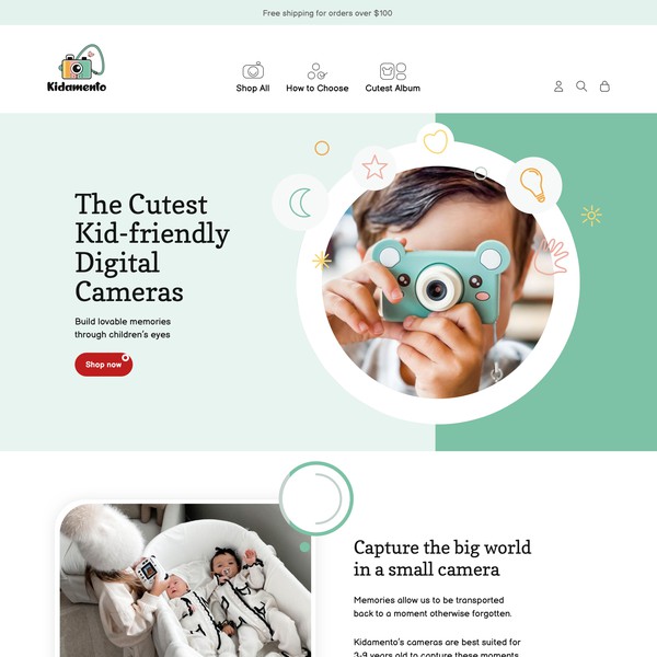 Design by Cracking Egg titled "Redesign of kid-friendly camera website"