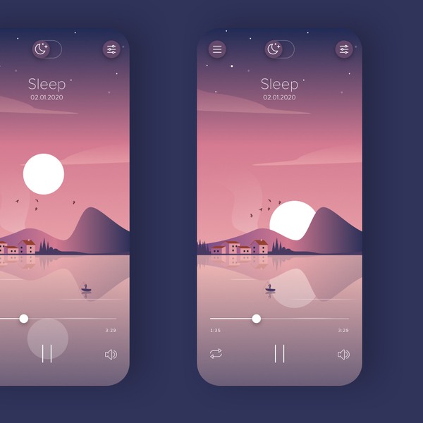 Beautiful 2 screen mediation app design