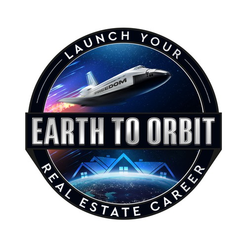 Realistic Logo for "Earth to Orbit" Sales Course. Achieve financial freedom through real estate. Design by GIRA.