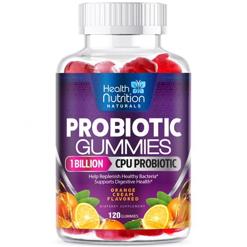 Healthy Probiotic Gummies Label needed for Health Nutrition Design by agooshe