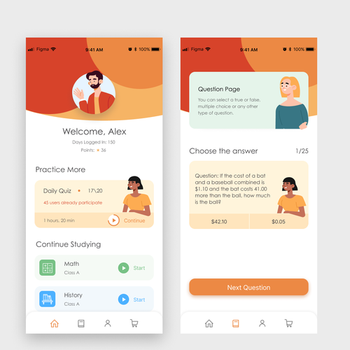 Design 2 screens for a Quiz App Design por AnastasiaPetrenko