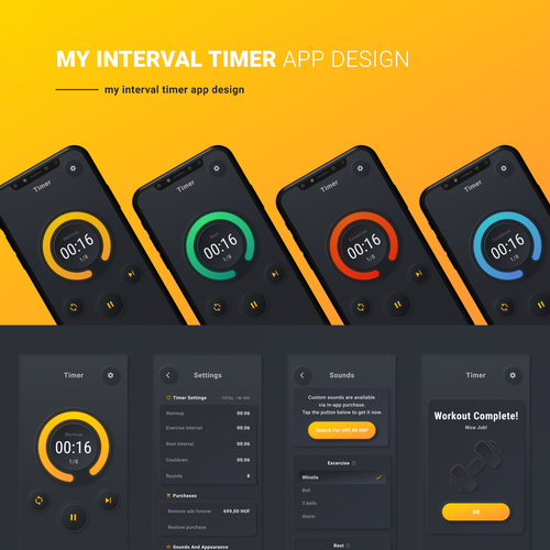 Redesign a popular fitness timer app Design by ODarka