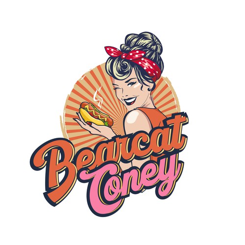 G-Rated Cartoon PinUp Girl girl logo for Retro Coney Hotdog restaurant Design by nindadian