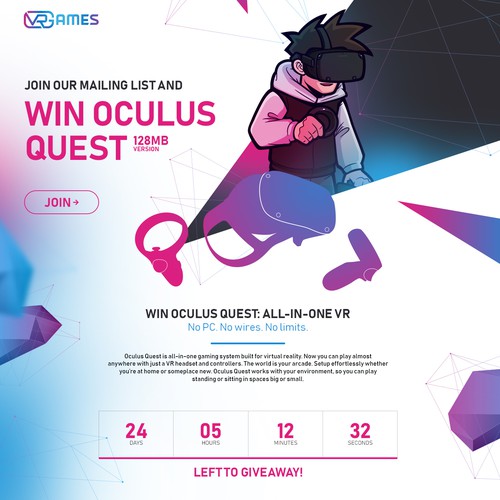 Design Virtual Reality Giveaway Landing Page Design by Artar Studio