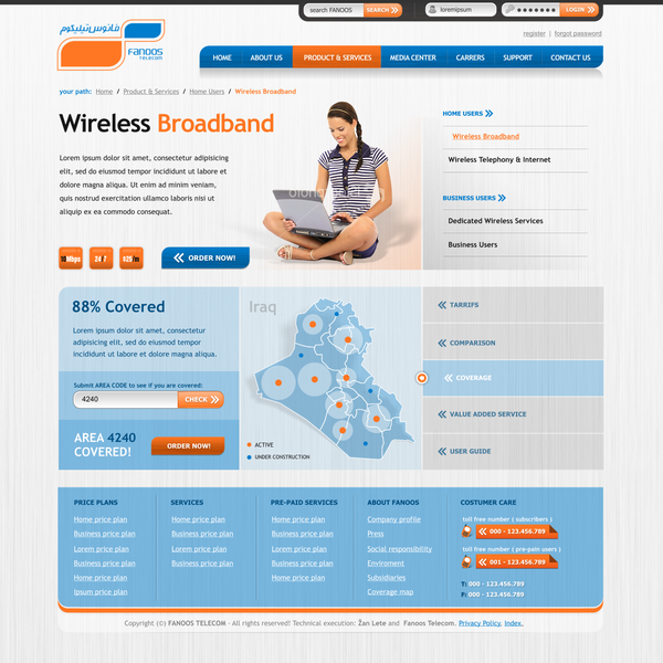 New beautiful website design needed for major telecom company