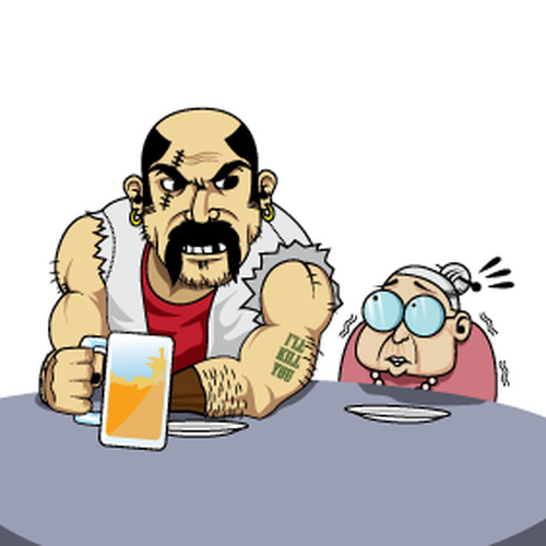 humorous cartoon-style graphic Design by Design Collective