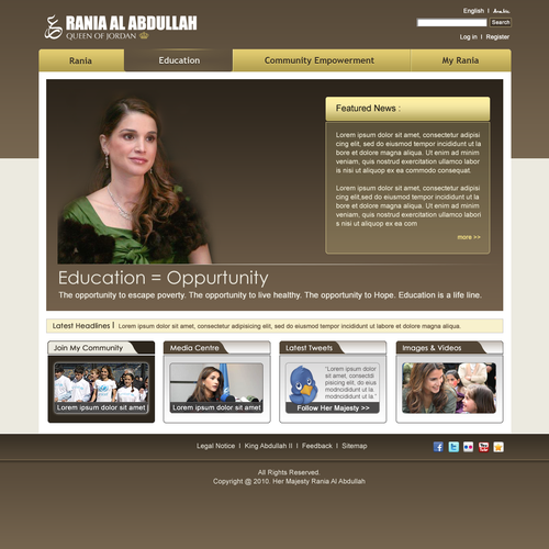Queen Rania's official website – Queen of Jordan デザイン by 1980MB