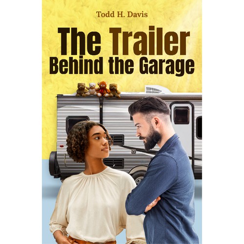 Young White man and Black female teenager in front of a travel trailer on book cover Design by Melissa Giron