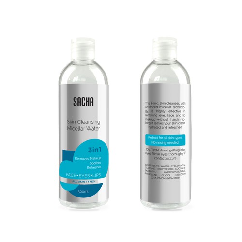 Sacha Micellar Water bottle 500ml Design by Shisiouk