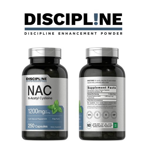 Product logo for discipline enhancing & addiction treatment supplement powder. Design by eonesh