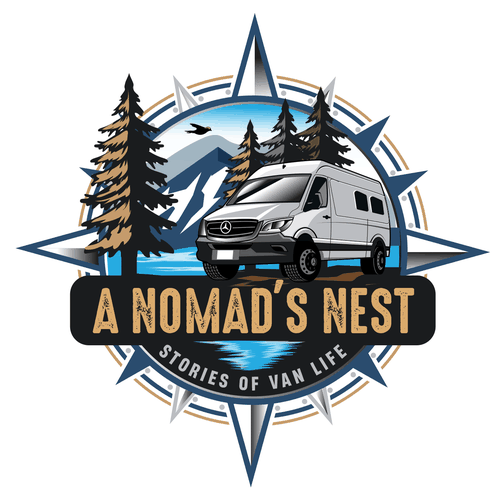 Van Life - logo about traveling in a van full time Design by Night Hawk