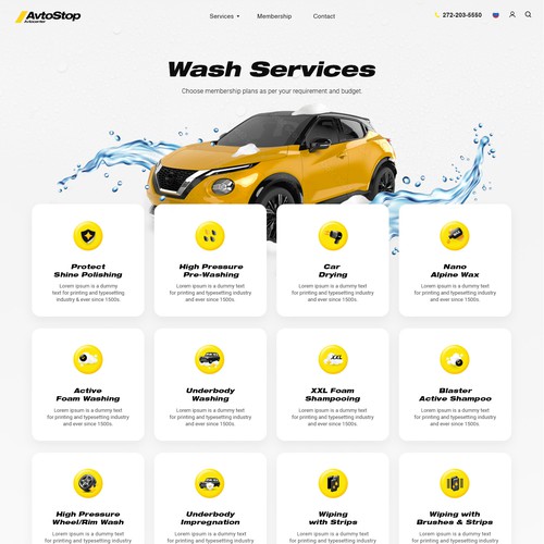 Designs Car wash subscription  page design contest