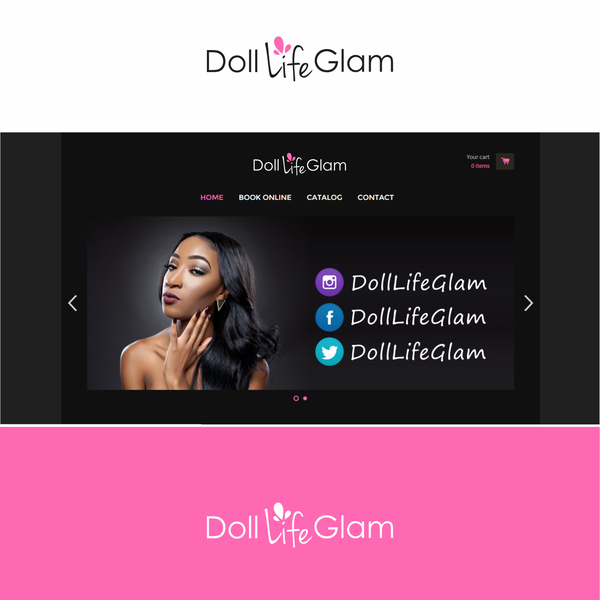 Design by MUSTAIN''' titled ""DOLL LIFE GLAM" logo for hair stylist."