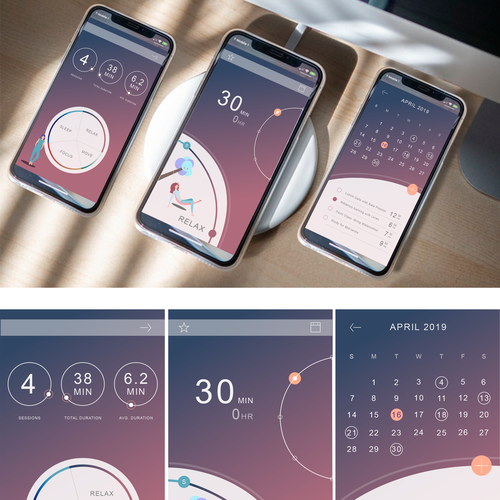 Interface Designs for Timer/Meditation app Design by LaLa.Illustrations