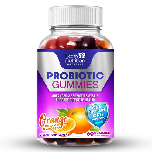 Healthy Probiotic Gummies Label needed for Health Nutrition Design réalisé par By.You