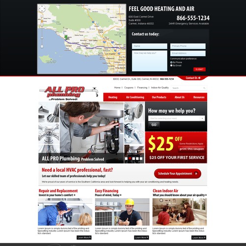 Design di New website design wanted for All Pro Plumbing, Heating, & Air di pixelinstant
