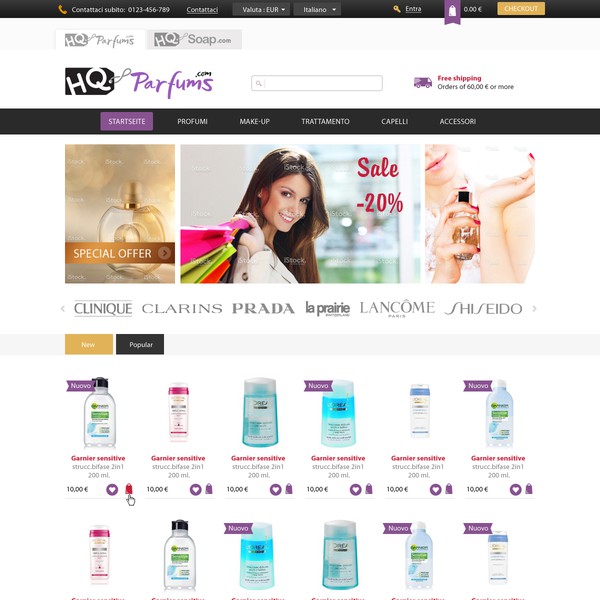 Website home page / for HQParfums.com - HQSoap.com multi-store