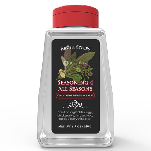 We need a modern eye catching label for a premium seasoning brand Design by Studio C7