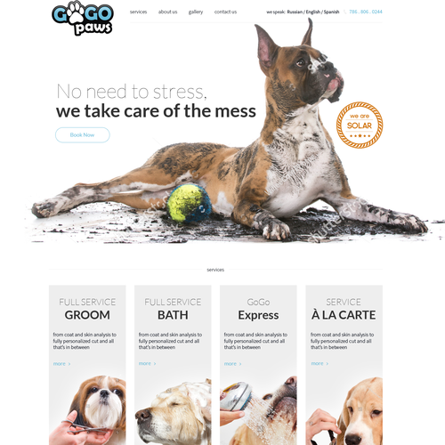 Need a beautiful webpage for mobile dog grooming Web page design