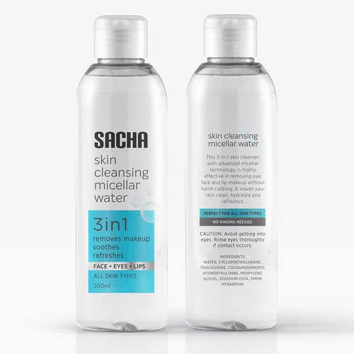 Sacha Micellar Water bottle 500ml Design by Turklight®