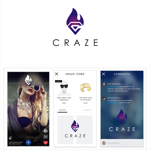 Sophisticated, luxury, edgy social shopping app icon/logo Design by LOGOMAN*