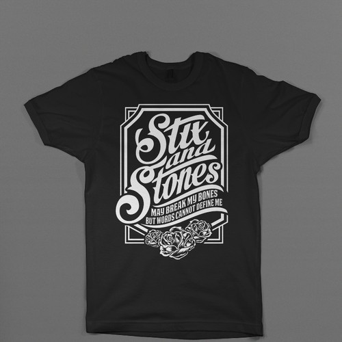 Create "Stix and Stones" typography t-shirt design Design by ＨＡＲＤＥＲＳ