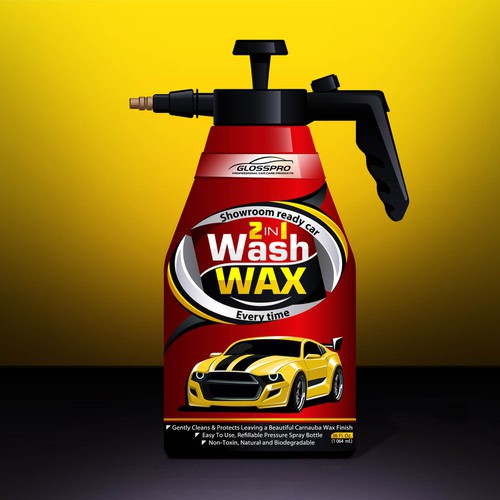 Designs Glosspro "2 in 1 Car Wash and Wax" (Waterless Carwash) Label