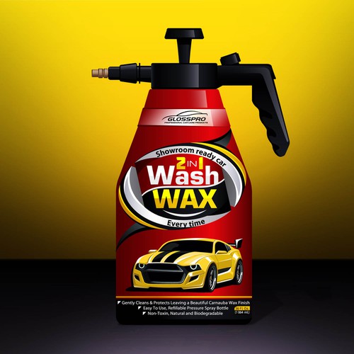 Glosspro "2 in 1 Car Wash and Wax" (Waterless Carwash)  Label Design by Yeni Rostislav