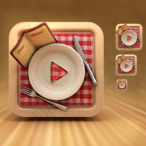 iOS App icon for DishClips Restaurant Guide Design by FuzzyLime