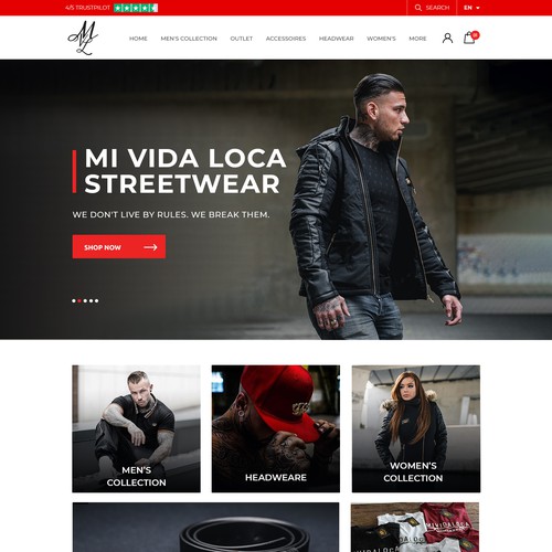 Mi vida loca Streetwear webdesign productpage and homepage Design by MercClass