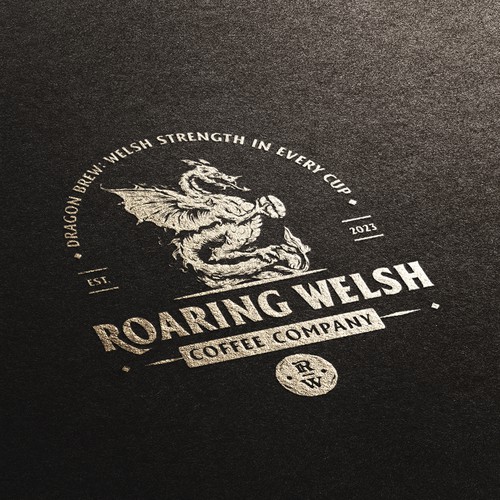 Welsh Coffee Company Logo with Dragon incorporated into the design Design by Evan.C ☆