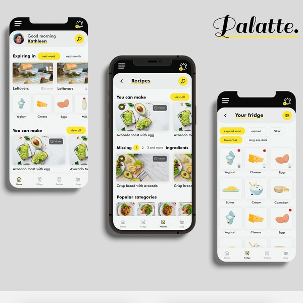 Design by Kasia Zwiech titled "Recipe app design"