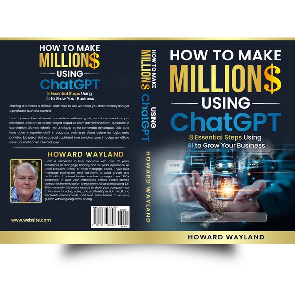 Design by NoBoundaries titled "How to Make Millions Using ChatGPT – AI Business Book Cover"